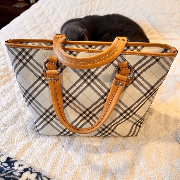 Burberry Handbags - Burberry Beige and Brown Plaid Tote